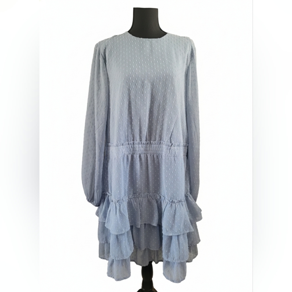 Express Sky Blue Textured Dress